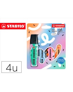 Rotulador stabilo boss fluorescente original pastel by ju schnee estuche de 4 colores surtidos