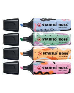 Rotulador stabilo boss fluorescente original pastel by ju schnee estuche de 4 colores surtidos
