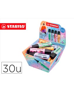 Rotulador stabilo boss fluorescente original pastel by ju schnee expositor de 30 unidades colores surtidos