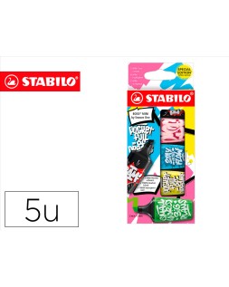 Rotulador stabilo boss mini fluorescente by snooze one estuche de 5 unidades colores surtidos