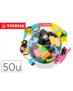 Rotulador stabilo boss mini fluorescente by snooze one expositor bombonera de 50 unidades colores surtidos