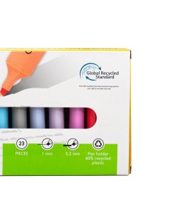 Rotulador q-connect fluorescente punta biselada estuche de sobremesa 23 unidades colores surtidos