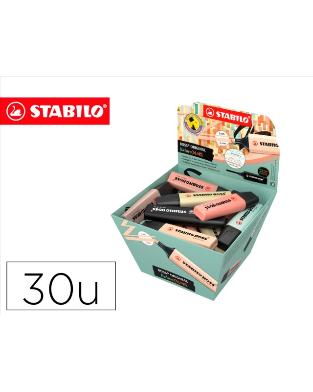 Rotulador stabilo boss pastel fluorescente 70 nature colors expositor cesta de 30 unidades colores surtidos