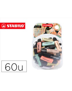 Rotulador stabilo boss pastel fluorescente 70 nature colors bombonera de 60 unidades colores surtidos