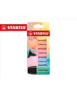 Rotulador stabilo boss fluorescente mini pastel estuche de 5 unidades colores surtidos