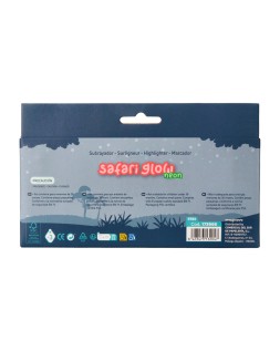 Rotulador imaginovo fluorescente safari glow neon animales y clip caja de 6 unidades surtidas