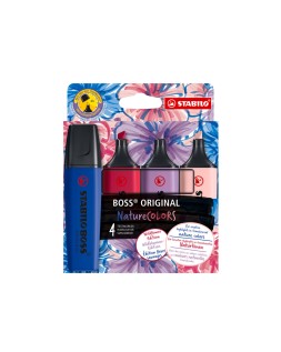 Rotulador stabilo boss fluorescente nature colors wildflower edition estuche de 4 unidades colores surtidos