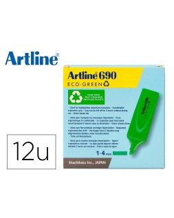 Rotulador artline fluorescente ek-690 eco green punta biselada 1-4 mm verde