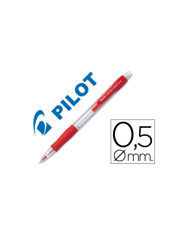 Portaminas pilot super grip rojo 0,5 mm sujecion de caucho