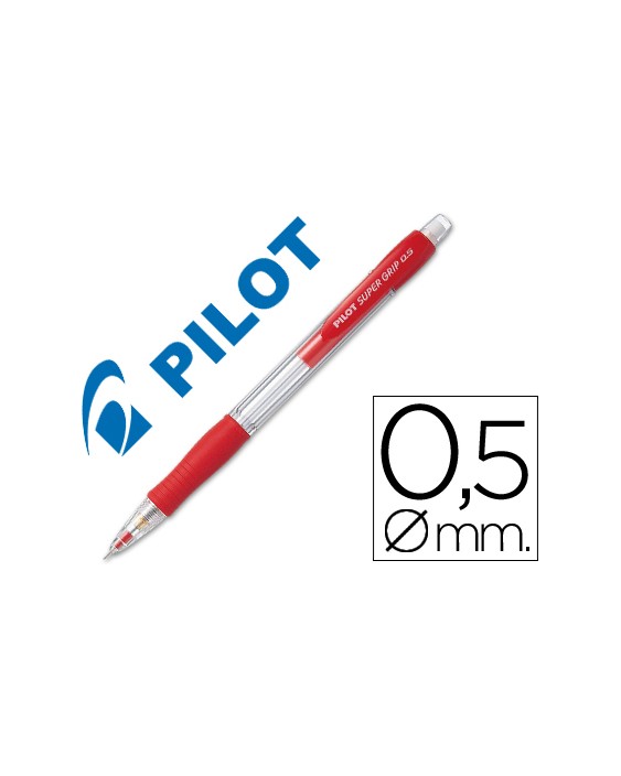 Portaminas pilot super grip rojo 0,5 mm sujecion de caucho