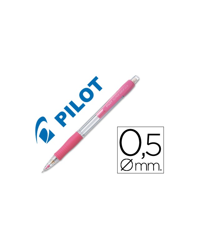 Portaminas pilot super grip rosa 0,5 mm sujecion de caucho
