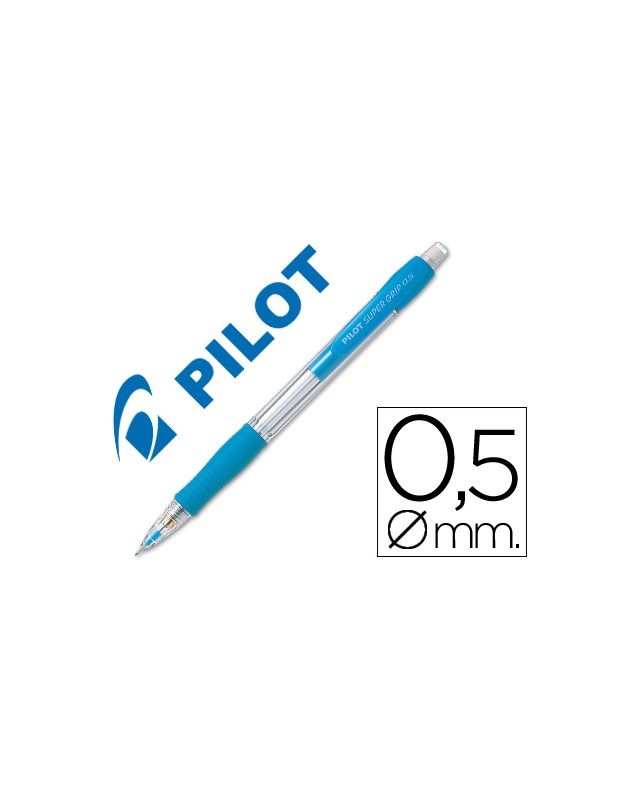 Portaminas pilot super grip celeste 0,5 mm sujecion de caucho
