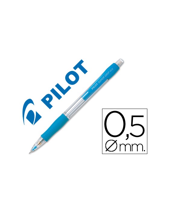 Portaminas pilot super grip celeste 0,5 mm sujecion de caucho