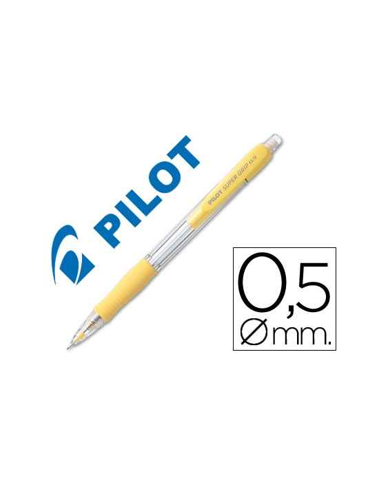 Portaminas pilot super grip amarillo 0,5 mm sujecion de caucho