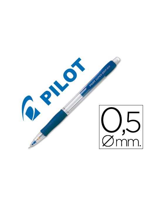 Portaminas pilot super grip azul 0,5 mm sujecion de caucho