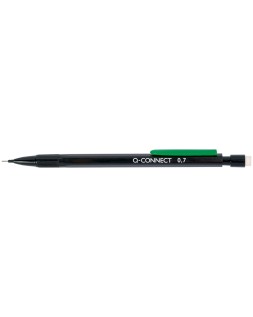 Portaminas q-connect 0,7 mm con 3 minas cuerpo negro con clip verde