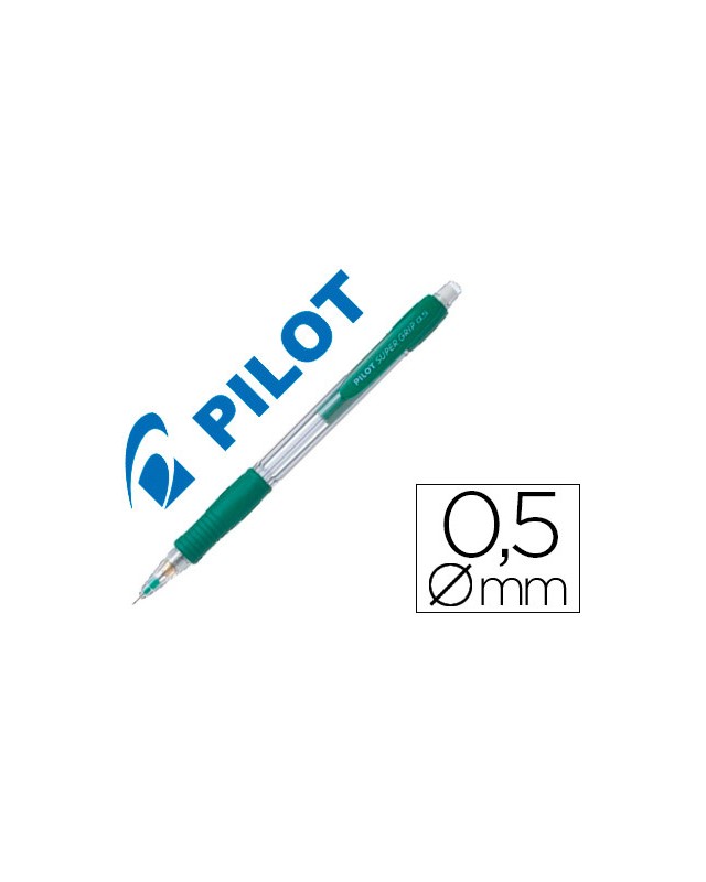 Portaminas pilot super grip verde 0,5 mm sujecion de caucho