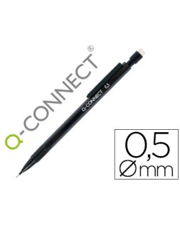 Portaminas q-connect 0,5 mm con 3 minas cuerpo negro con clip negro