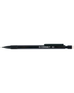 Portaminas q-connect 0,5 mm con 3 minas cuerpo negro con clip negro