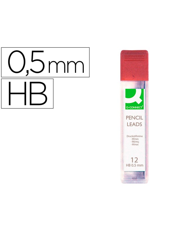 Minas q-connect grafito 0,5 mm hb estuche de 12 minas longitud 60 mm