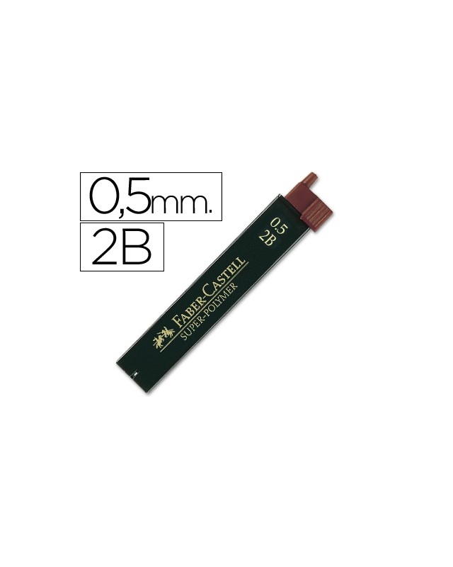 Minas faber grafito 9065 0,5 mm 2b estuche de 12 minas