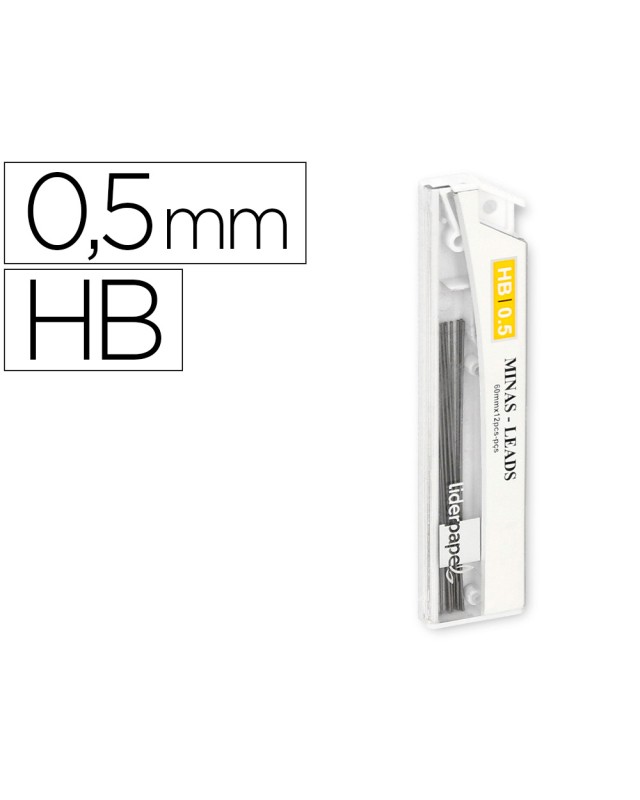 Minas liderpapel grafito 0,5 mm hb tubo de 12 minas longitud 60 mm