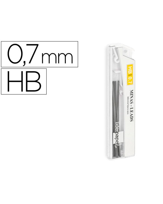 Minas liderpapel grafito 0,7 mm hb tubo de 12 minas longitud 60 mm