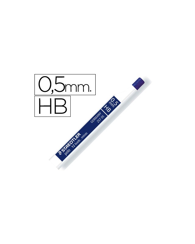 Minas staedtler grafito 0,5 mm hb polo 257 tubo con 12 minas