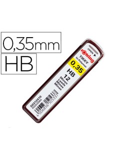 Minas rotring grafito 0,35 mm hb estuche de 12 minas