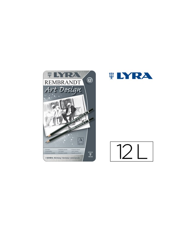 Lapices de grafito lyra rembrand art design caja de 12 graduaciones 6b-5b-4b-3b 2b-b-hb-f-h-2h-3h-4h