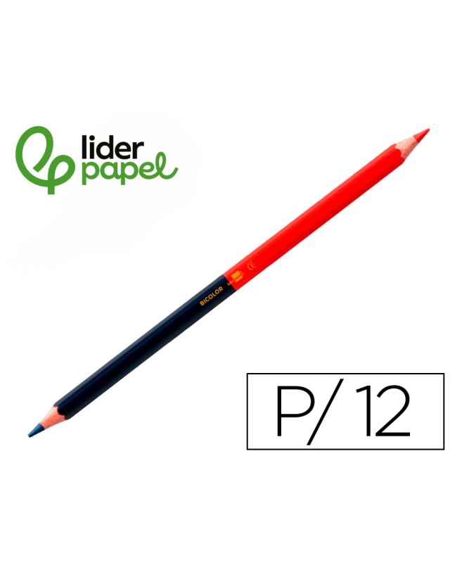 Lapices bicolor liderpapel fino rojo/azul