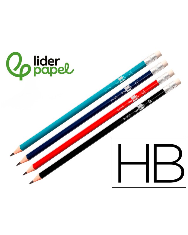 Lapices de grafito con goma liderpapel hb triangular