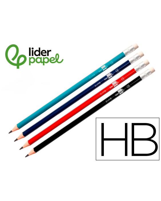 Lapices de grafito con goma liderpapel hb triangular