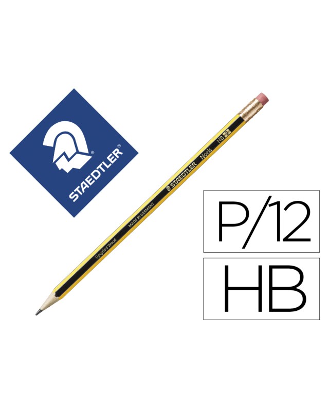 Lapices de grafito staedtler noris n.2 hb con goma de borrar unidad