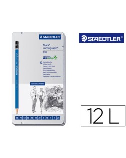 Lapices de grafito staedtler mars lumograph 100 caja metalica de 12 lapices 8b- 7b-6b-5b-4b-3b-2b-b-hb-f-h-2h