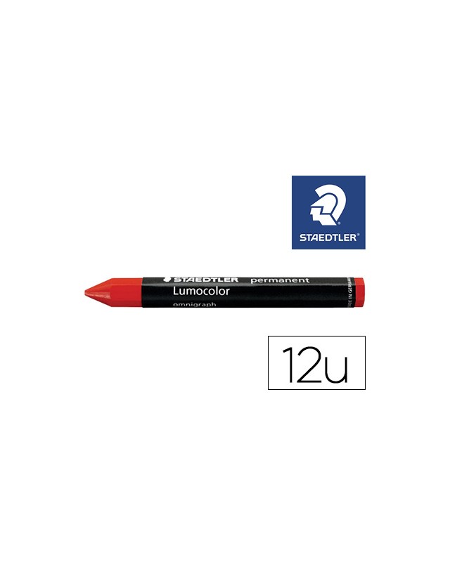 Cera staedtler para marcar rojo lumocolor permanente omnigraph 236 caja de 12 unidades