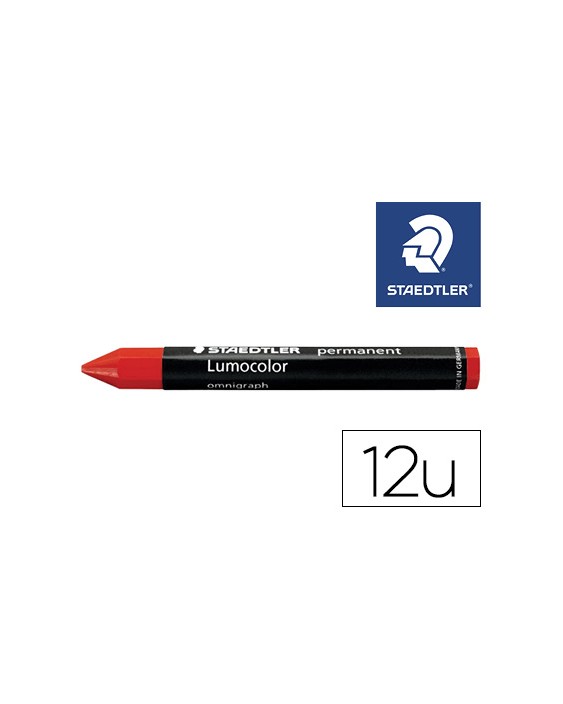 Cera staedtler para marcar rojo lumocolor permanente omnigraph 236 caja de 12 unidades