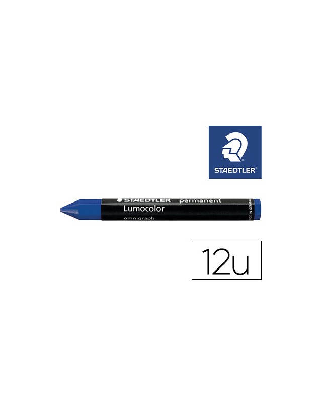 Cera staedtler para marcar azul lumocolor permanente omnigraph 236 caja de 12 unidades