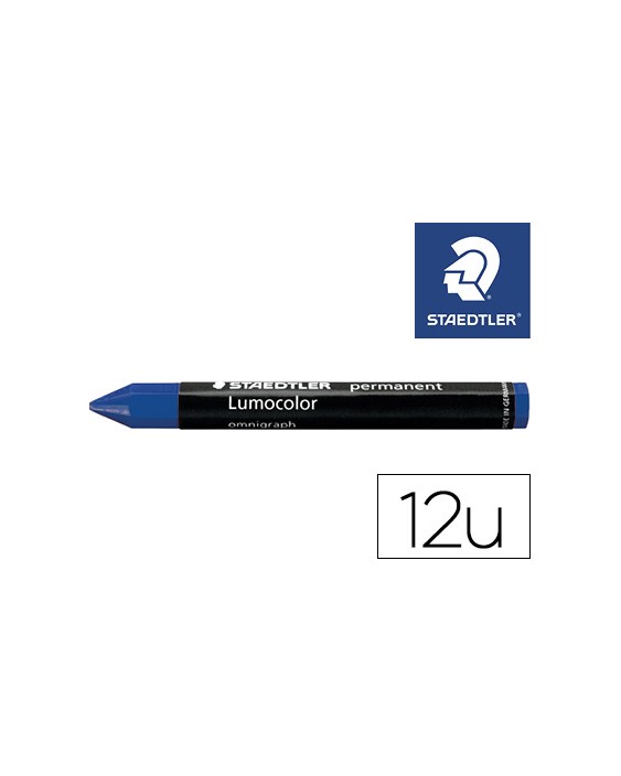 Cera staedtler para marcar azul lumocolor permanente omnigraph 236 caja de 12 unidades