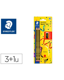 Lapices de grafito staedtler noris n.2 hb blister promocional 120 anivers de 3 uds + afilalapiz con deposito