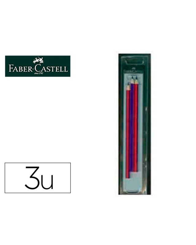 Lapices bicolor fino faber castell 2160-rb hexagonal rojo/azul blister de 3 unidades