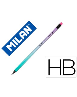 Lapices de grafito milan sunset hb madera negra de tilo con goma de borrar colores surtidos