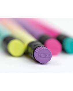 Lapices de grafito milan sunset hb madera negra de tilo con goma de borrar colores surtidos