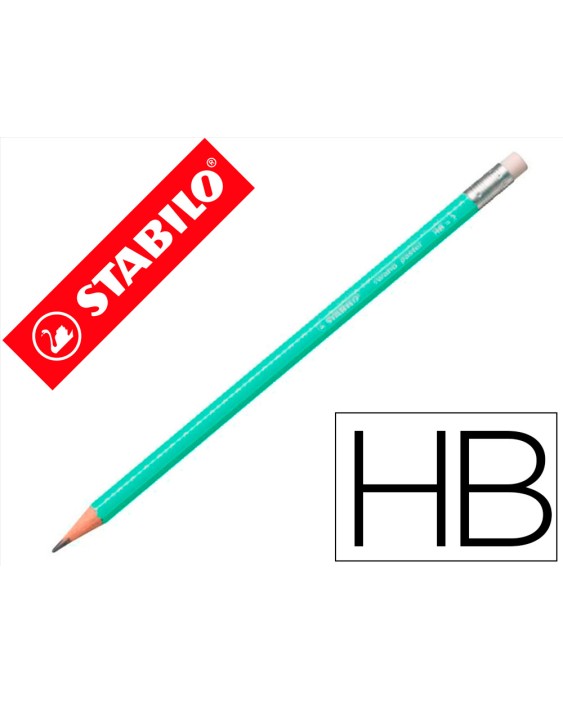 Lapices de grafito con goma stabilo swano mina 2,2 mm dureza hb verde pastel