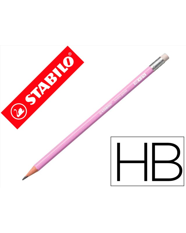Lapices de grafito con goma stabilo swano mina 2,2 mm dureza hb lila pastel