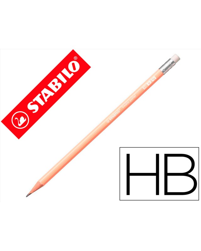 Lapices de grafito con goma stabilo swano mina 2,2 mm dureza hb melocoton pastel