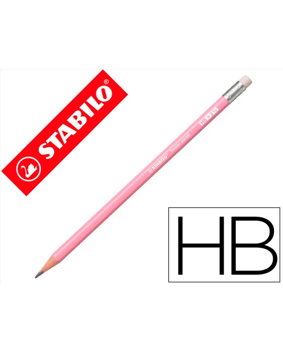 Lapices de grafito con goma stabilo swano mina 2,2 mm dureza hb rosa pastel
