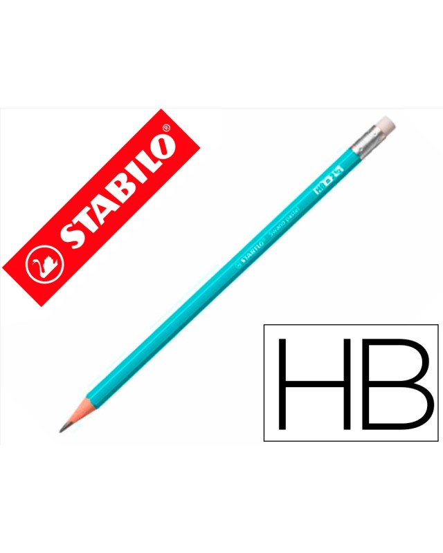 Lapices de grafito con goma stabilo swano mina 2,2 mm dureza hb azul pastel