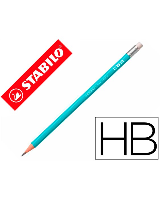 Lapices de grafito con goma stabilo swano mina 2,2 mm dureza hb azul pastel