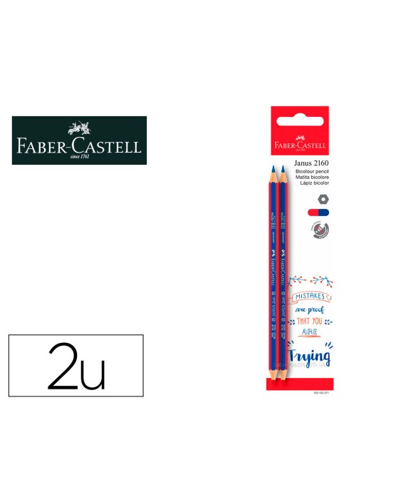 Lapices bicolor fino faber castell 2160-rb hexagonal rojo/azul blister de 2 unidades